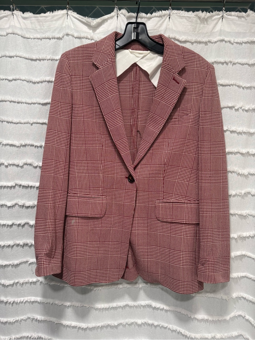 MaxMara Red Glen Plaid Single-Button Blazer